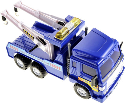 PowerTRC Tow Truck Toy for Kids | 13 inch Push & Go Realistic Friction Powered Police Wrecker with Adjustable Double Hook Christmas Toy Gift for Ages 3 & up (2 Sets)