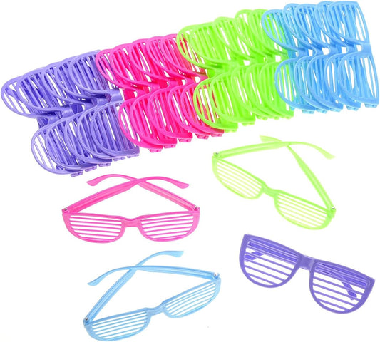 24 Pack 80's Sunglasses For Kids Shutter Shades Assorted Colors | Party Favors, Goodie Bag Fillers, Beach Pool Supplies