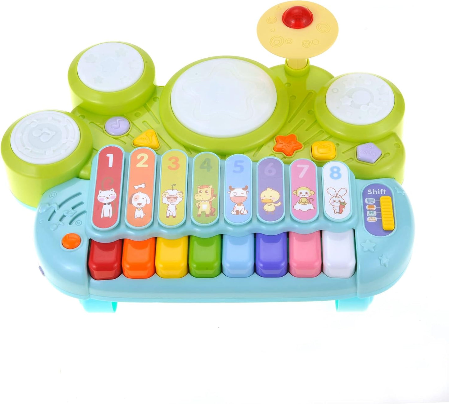 3 in 1 Musical Instrument Toy for Baby & Toddler, Electronic Piano Keyboard with Xylophone and Drum Set, Learning Toy with Lights and Sound, Educational Montessori Toys for Babies