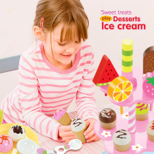 PowerTRC 22 Pcs Sweet Treats Ice Cream and Desserts Tower Playset | Perfect for Kids' Playtime Adventures with Popsicles and Ice Cream Delights!