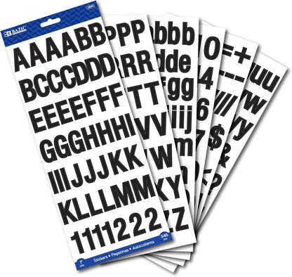 Alphabet Numbers Stickers Black Colors, 1" A to Z 0 to 9 Self-Adhesive Sticker for DIY Cards Scrapbooks Labeling (346/Pack), 1-Pack