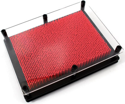 PowerTRC 3D Pin Art Sculpture - Pin Impression Toy - Pin Impression Hand Mold - Great Toy for Kids (6" x 8" Red)