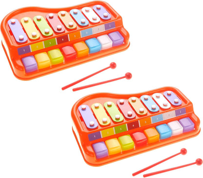 2in1 Large 12" X 8" Baby Piano Xylophone Toy for Toddlers – Large Piano Toy Musical Instrument with 8 Key Scales, Preschool Learning Educational Toy for Kids Boys and Girls