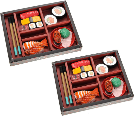Japanese Sushi Toy Bento Box Pretend Food Set | 19 Pieces Cutting Play Food Toy Set for Kids Age 3, 4, 5, 6, 7, 8, 9+ (2 Packs)