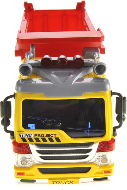 Push & Go Friction Powered Dump Truck Toy with Light and Sound | Realistic Play Tipper Truck Toy Gift for Boys and Girls