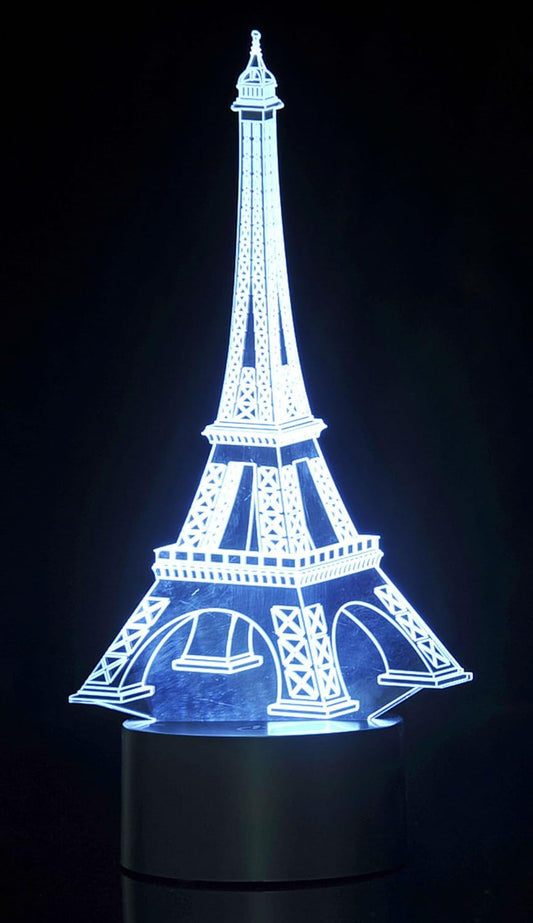 3D LED Night Light Optical Illusion Eiffel Tower, Desk Table Lamp Color Change Multi Effects Functions | 7 Colors USB Powered Birthday & Party Gift