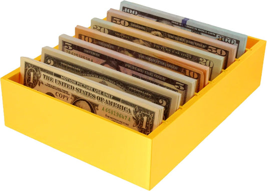 Money Organizer for Cash – 8 Compartment Money Holder, Cash Organizer, Cash Holder, Cash Divider Box, Cash Tray (Gold)