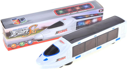 2 Pack Electric 3D Lightning Train Toy, Automatic Driving Changes Directions on Contact with Lights, Sounds, Music, and Color Effects for Boys, Girls Age 3+