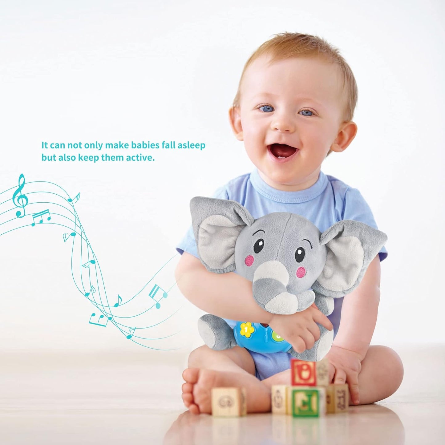 Plush Elephant Music Baby Toys 0-6 Months 6-12 Months Light Up Infant Toys 0-3 Months Elephant Toys Stuffed Animals for Girls New Born Baby Toys Boys & Girls Toddlers Musical Toys