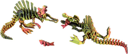 PowerTRC 5PCS 3D Printed Dinosaur Skeletons, T-Rex Triceratops Stegosaurus Velociraptor Spinosaurus Fidget Toys, 3D Printed Dragon Animals Toys, Articulated 3D Figurine Stress Relief Toy
