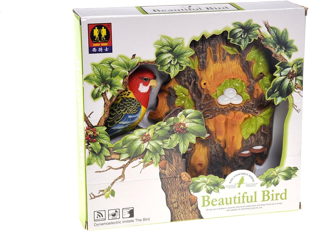Wall Decor Dancing Bird with Noise Sensor, Sound Activated Chirping Bird, Realistic Nature Decoration