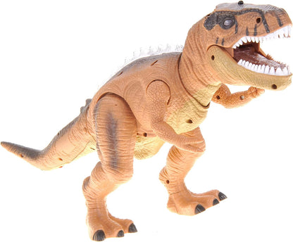 PowerTRC Remote Control Dinosaur T-Rex Toy for Kids | Realistic Prehistoric Sounds | Dinosaur Robot Toy Lights Up and Roars | Walking RC T-Rex Robot Toy (Brown)