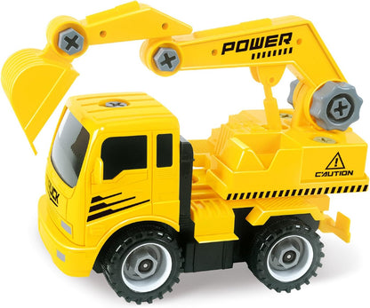 PowerTRC Take-A-Part Construction Truck with 4 Different Forms Dump Truck Crane Cement Mixer Excavator
