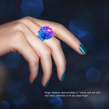 PowerTRC Flashing LED Light Up Jelly Rubber Rings Finger Toys for Kids