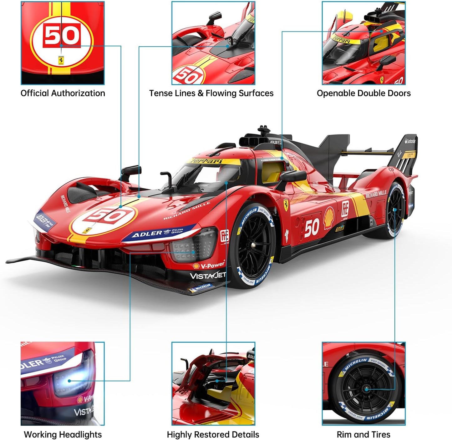 RASTAR RC Cars 1/14 Ferrari 499P Le Mans Hypercar Remote Control Sports Car Ferrari RC Drift Cars for Adults Ferrari Toy Car for Kids, 2.4G