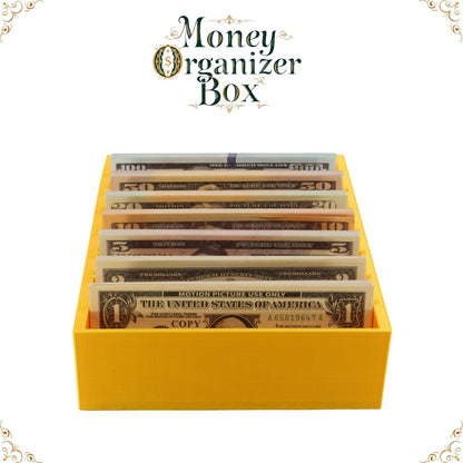 Money Organizer for Cash – 8 Compartment Money Holder, Cash Organizer, Cash Holder, Cash Divider Box, Cash Tray (Gold)
