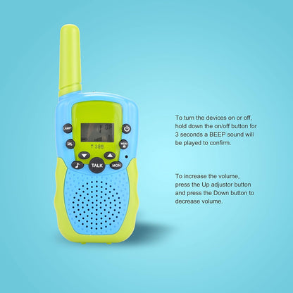 Toddler Walkie Talkies Kids, 22 Channels 2 Way Radio Toy with Backlit LCD Flashlight, 3 Miles Range for Outdoor Activities, Hiking, Camping, Communication