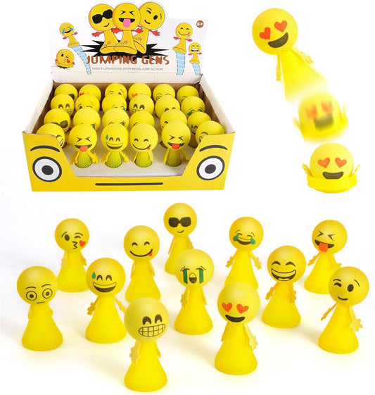 24 Pcs Jumping Emoticon Popper Toys Spring Launchers Party Favors for Kids Birthday Bulk Goodie Bag Stuffers Fillers School Prize for Kids Classroom Gift Bag Toys
