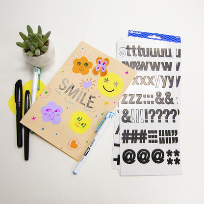 Alphabet Numbers Stickers Black Colors, 1" A to Z 0 to 9 Self-Adhesive Sticker for DIY Cards Scrapbooks Labeling (346/Pack), 1-Pack