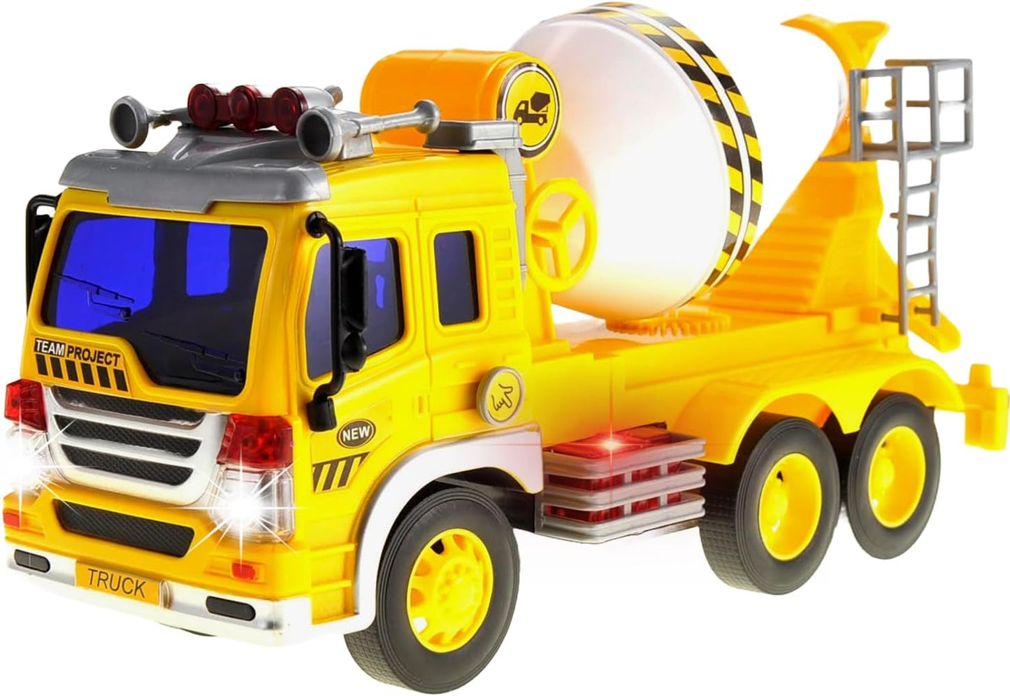 Push & Go Friction Powered Cement Truck Toy with Light and Sound | Realistic Play Mixer Construction Tanker Truck Toy Gift for Boys and Girls