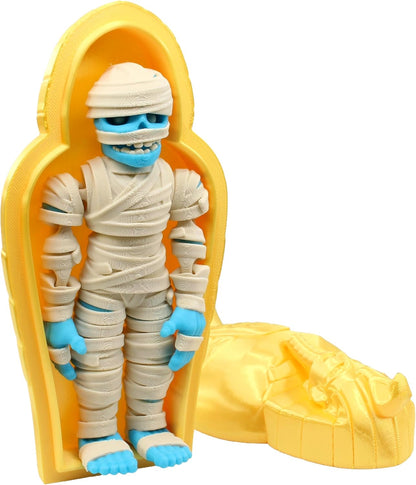PowerTRC Articulated Mummy with Sarcophagus – 3D Printed Ancient Egypt Collectible Figurine, Desk Decor, Shelf Display, Halloween Decoration, Made in USA