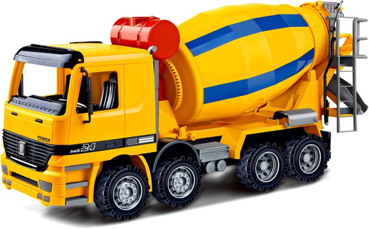 14” Large Cement Mixer Truck Big Construction Vehicle Toy Friction Powered Oversized Pretend Toy Gifts Toy for Toddlers Boy Toys Age 5-6 Years Old Pretend Play