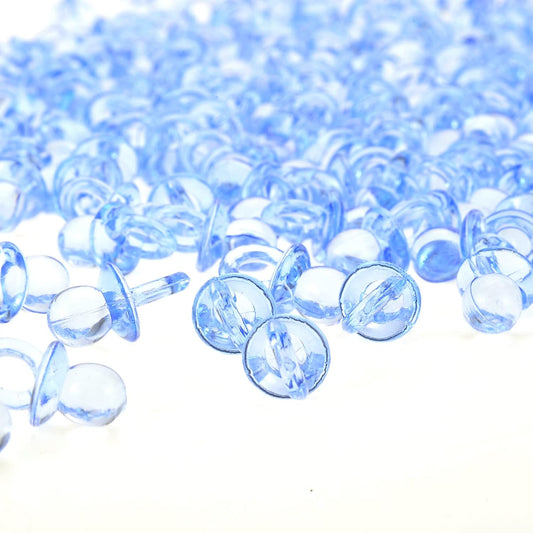 144 Pcs Mini Acrylic Blue Pacifiers for Baby Shower Games, 0.86 Inch Bulk Baby Shower Decoration Chupones para Gender Reveal Table Decorations Party Favors