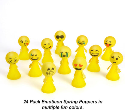 24 Pcs Jumping Emoticon Popper Toys Spring Launchers Party Favors for Kids Birthday Bulk Goodie Bag Stuffers Fillers School Prize for Kids Classroom Gift Bag Toys