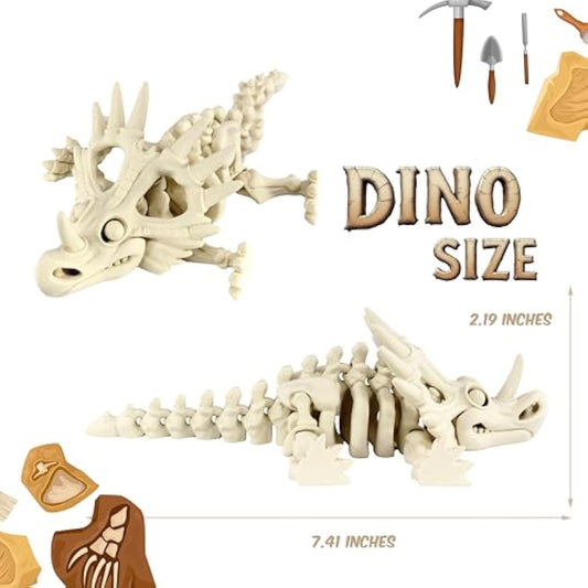 PowerTRC 3D Printed Skeleton Styracosaurus – Prehistoric Collectible Articulating Dinosaur 3D Figurine Desk Decoration for Teens and Adults, Made in USA