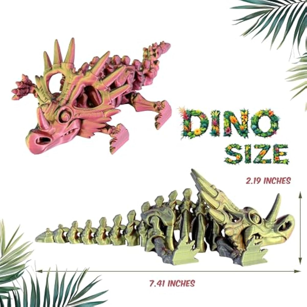 PowerTRC 3D Printed Skeleton Styracosaurus – Prehistoric Collectible Articulating Dinosaur 3D Figurine Desk Decoration for Teens and Adults, Made in USA
