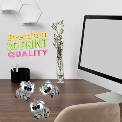 PowerTRC 3D Printed Articulated Koala Fidget Toy 3 Pack – Flexible Cute Animal Desk Decor, Adult Fidget Collectible – 3D Printed in USA