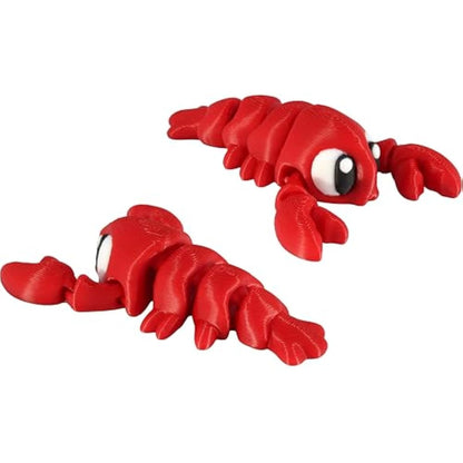 PowerTRC 3D Printed Articulated Lobster Fidget Toy 3 Pack – Flexible Cute Animal Desk Decor, Adult Fidget Collectible – 3D Printed in USA