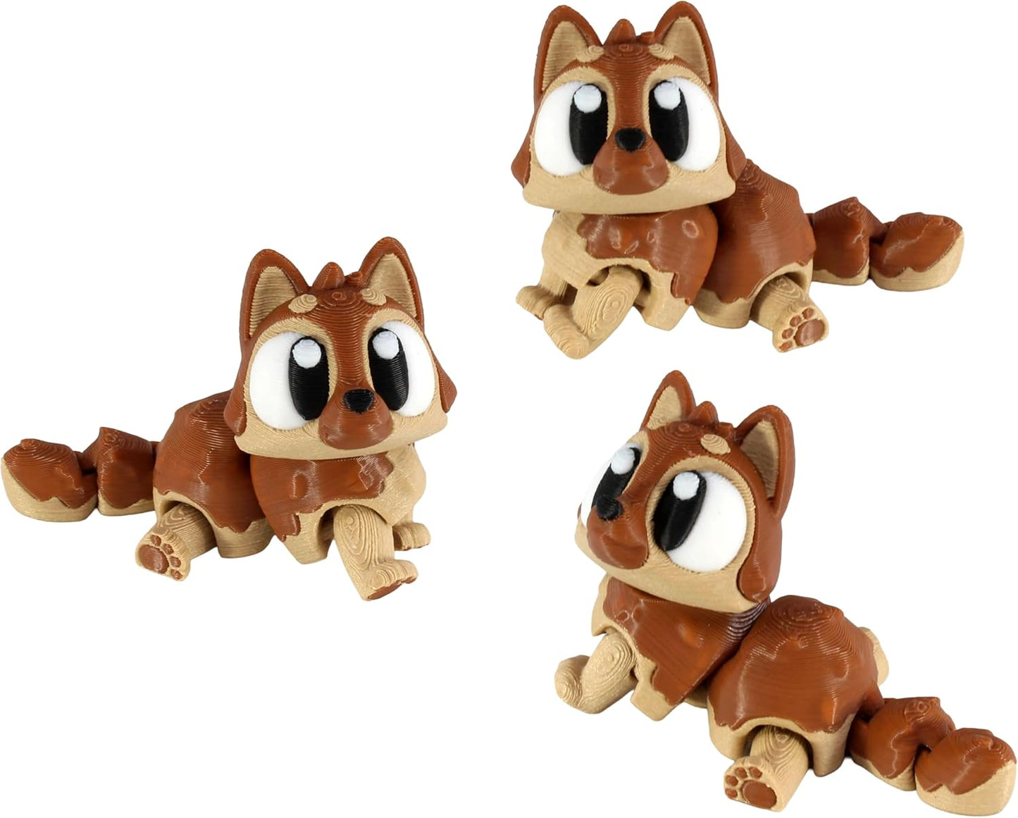 PowerTRC 3D Printed Articulated German Shepherd Fidget Toy 3 Pack – Flexible Cute Animal Desk Decor, Adult Stress Relief Collectible – 3D Printed in USA