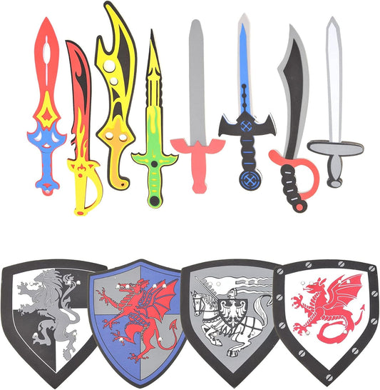 Foam Sword and Shield 12 Piece Playset | Ninja, Warrior, Viking Role Play Accessories for Kids | Great for Party Favors