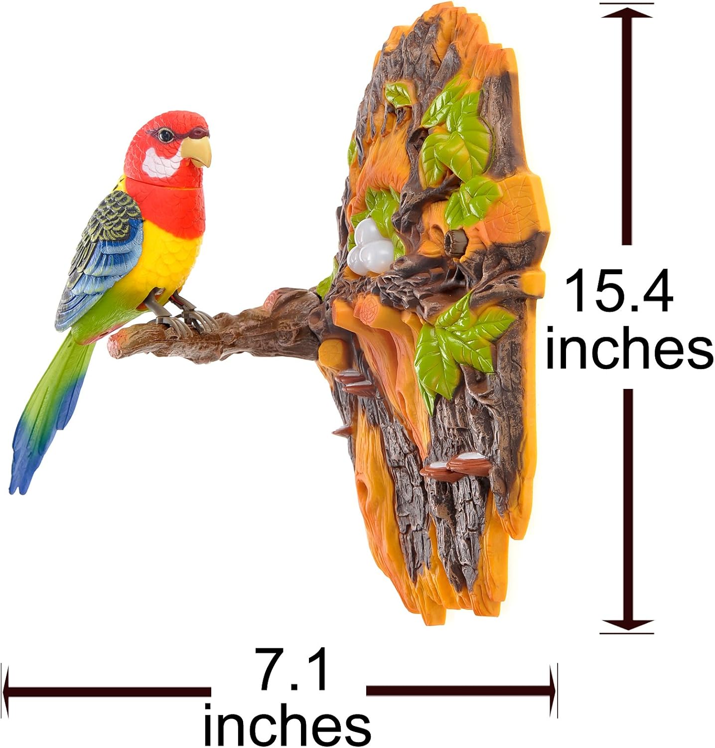 Wall Decor Dancing Bird with Noise Sensor, Sound Activated Chirping Bird, Realistic Nature Decoration