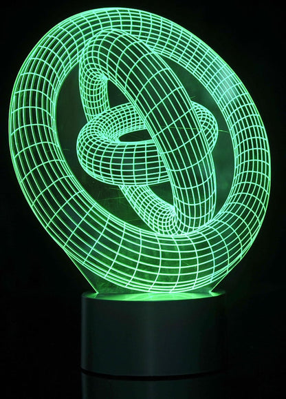 3D LED Night Light Optical Illusion Rings, Desk Table Lamp Color Change Multi Effects Functions | 7 Colors USB Powered Birthday & Party Gift