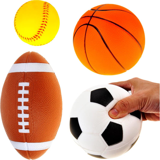 Foam Sports Toys for Toddlers 1-3 | Soft Soccer Ball, Football, Basketball & Baseball Set | Safe, Non-Toxic Balls for Kids | Active Play, Outdoor Fun, Sports Ball Set for Early Development