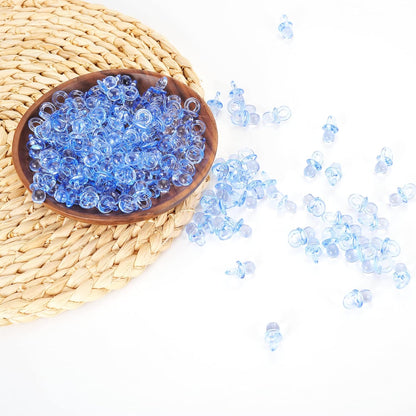 144 Pcs Mini Acrylic Blue Pacifiers for Baby Shower Games, 0.86 Inch Bulk Baby Shower Decoration Chupones para Gender Reveal Table Decorations Party Favors