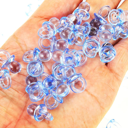 144 Pcs Mini Acrylic Blue Pacifiers for Baby Shower Games, 0.86 Inch Bulk Baby Shower Decoration Chupones para Gender Reveal Table Decorations Party Favors
