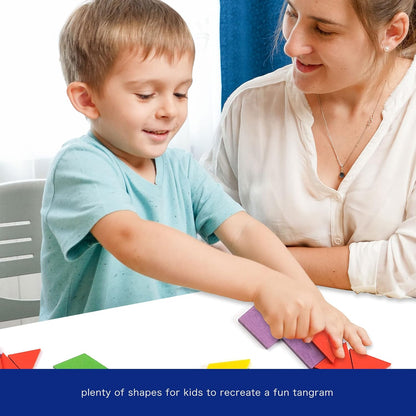 PowerTRC Wooden Pattern Block Toys for Kids | Colorful and Fun Shaped Learning Blocks | Educational Puzzle Set for Children Ages 3 and Up | 155 Pieces