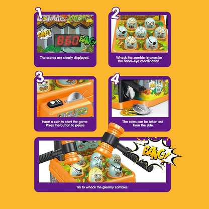 PowerTRC Arcade Pounding Mini Game for Kids | Fun Interactive Hammering and Pounding Toy | Cartoon Zombie Theme Game (2 Sets)