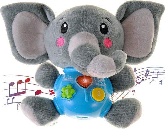 Plush Elephant Music Baby Toys 0-6 Months 6-12 Months Light Up Infant Toys 0-3 Months Elephant Toys Stuffed Animals for Girls New Born Baby Toys Boys & Girls Toddlers Musical Toys