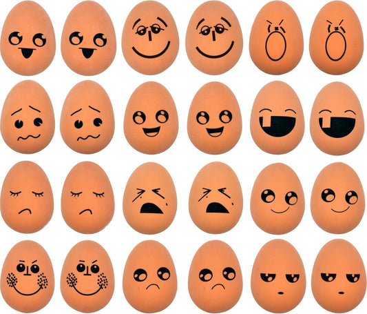24 Pieces Realistic Bouncing Easter Eggs with Emoticon Faces | Bouncy Rubber Toy Food Pretend Eggs Playset | Fake Eggs Funny Prank Toys Party Favors Goodie Bag Fillers Or School Rewards
