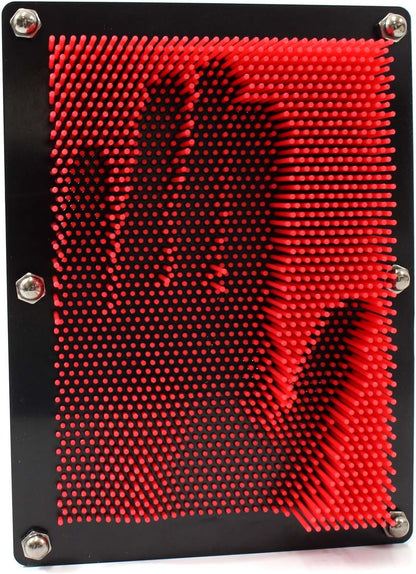 PowerTRC 3D Pin Art Sculpture - Pin Impression Toy - Pin Impression Hand Mold - Great Toy for Kids (6" x 8" Red)