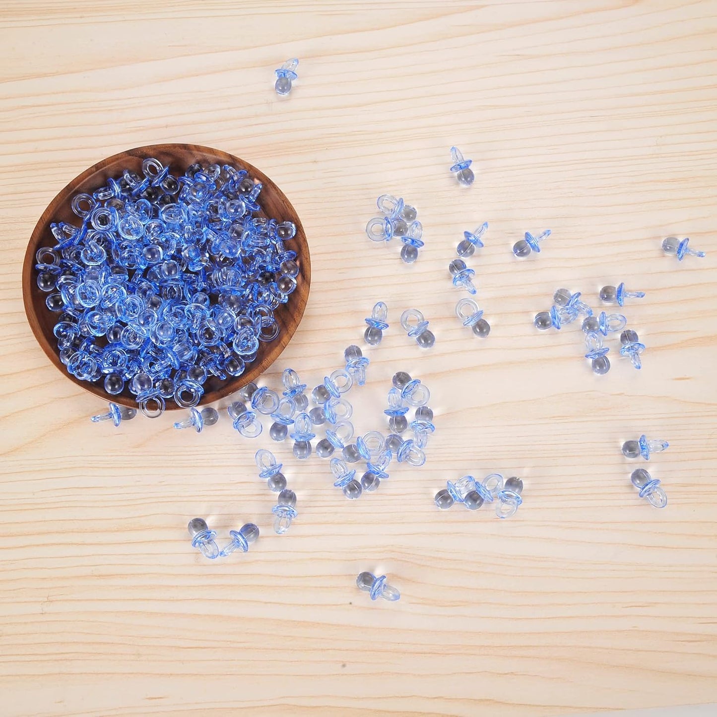 144 Pcs Mini Acrylic Blue Pacifiers for Baby Shower Games, 0.86 Inch Bulk Baby Shower Decoration Chupones para Gender Reveal Table Decorations Party Favors