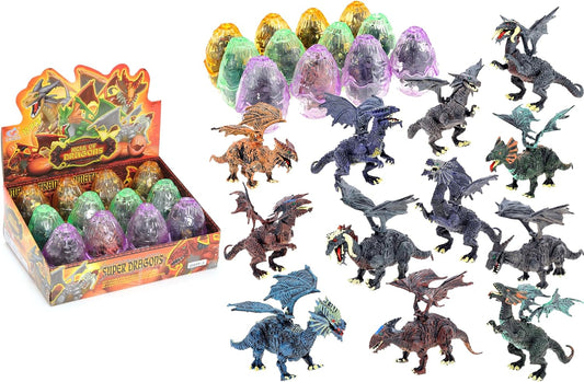 PowerTRC 3D Dragon Action Figures in Jurassic-Inspired Hatching Eggs | Take Apart Puzzle Toy | Perfect for Kids' Party Favors and Bulk Toy Excitement!