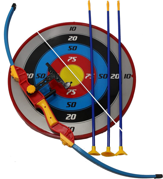 PowerTRC Kids Bow and Arrow Play Set | Comes with 3 Suction Arrows, A Bow, and A Target | Great Sports Gift for Young Beginner Archers | Indoor and Outdoor Archery Set