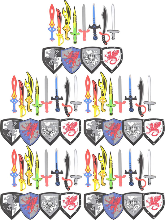 PowerTRC Foam Sword and Shield Playset | Ninja, Warrior, Viking Role Play Accessories for Kids | Great for Party Favors