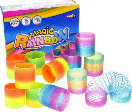 12 Pcs Slinky Toys for Kids Goodie Bag Stuffer Rainbow Slinky Party Favors Spring Toy Slinkies for Carnival Prize Classroom Exchange Gifts (2.5 inches)