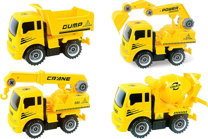 PowerTRC Take-A-Part Construction Truck with 4 Different Forms Dump Truck Crane Cement Mixer Excavator
